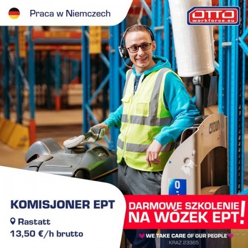 Komisjoner. Darmowe szkolenie na wózki + PREMIA. (Niemcy)