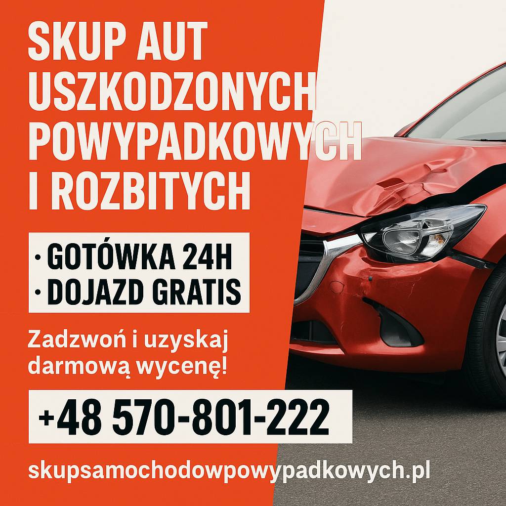 Skup aut powypadkowych Jastrzębie Zdrój /Śląskie, skup aut niesprawnych